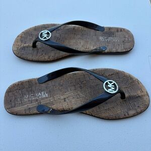 MICHAEL Michael Kors Jet‎ Set Cork Flip-Flops Size 8